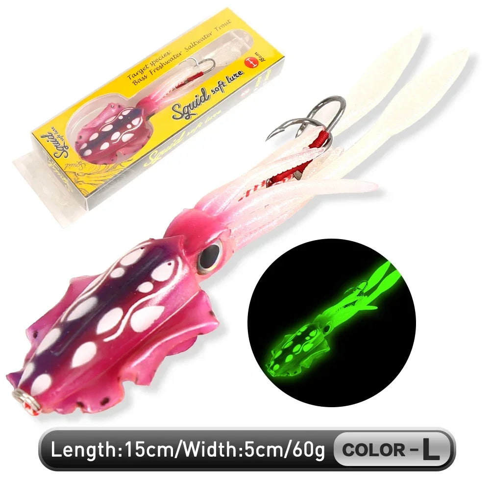 ZUKIBO-Appât souple pour la pêche au calmar, leurre de pêche à la traîne, gabarits de tête de poulpe, gabarit de calmar UV Shoous pour la pêche en bateau de haute mer, appâts Wobblers, 60g