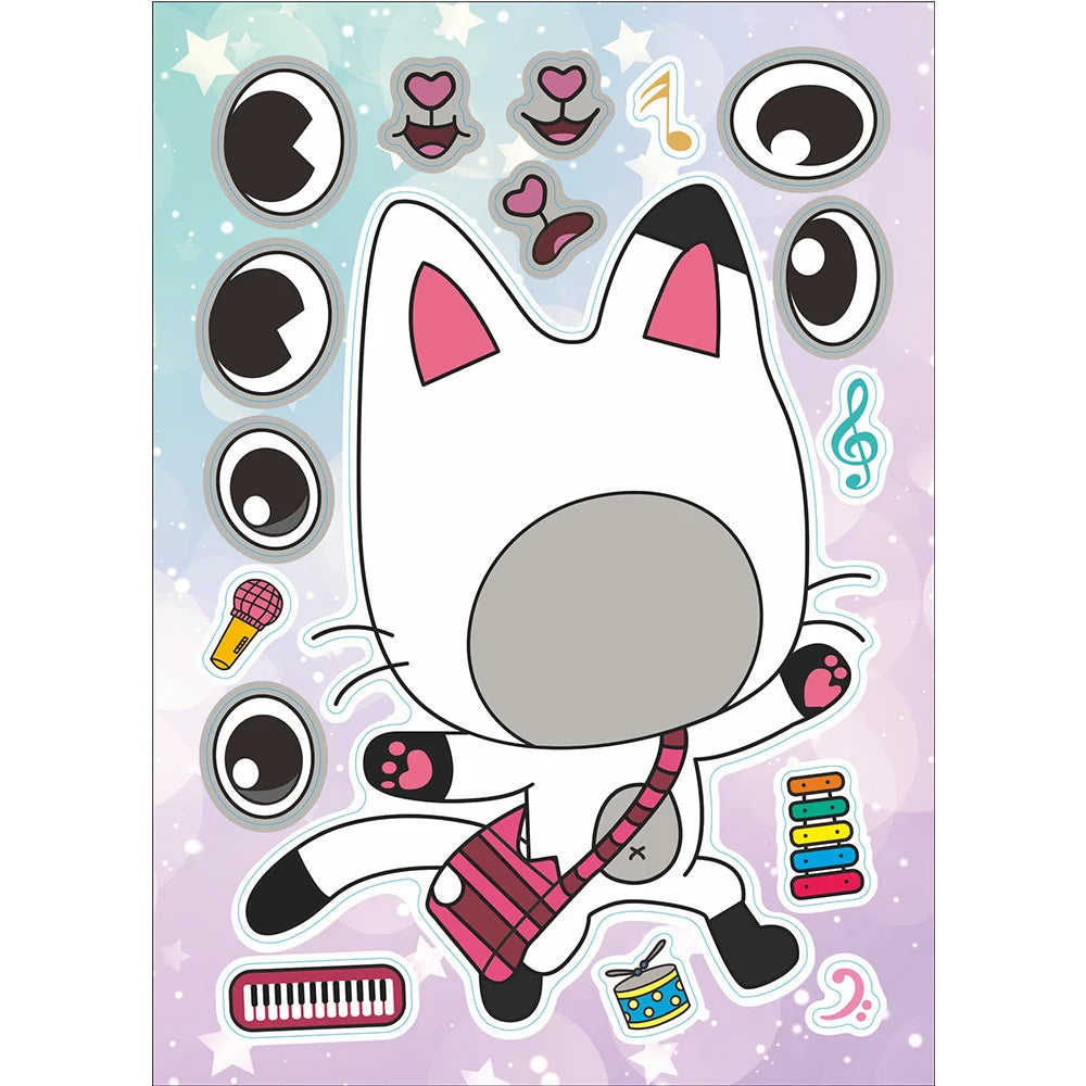 Puzzle autocollants visage pour enfants — dessin animé, DIY, éducatif, cadeau, 6/12 feuilles
