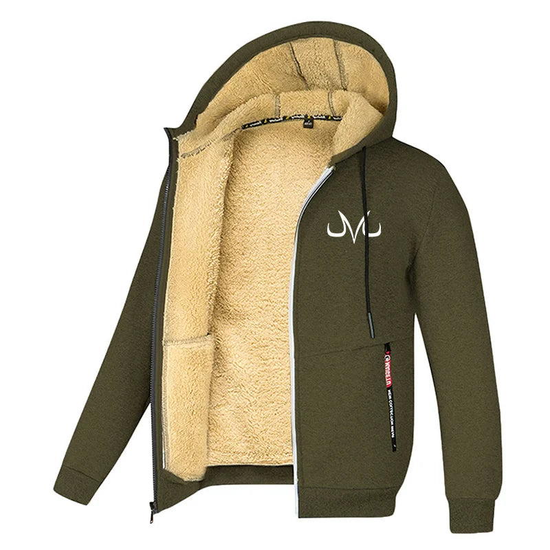 Vestes doublées en polaire Sherpa imprimées pour hommes, manteaux chauds d'hiver en peluche avec poches zippées, sweat-shirt à capuche zippé, tenues d'extérieur