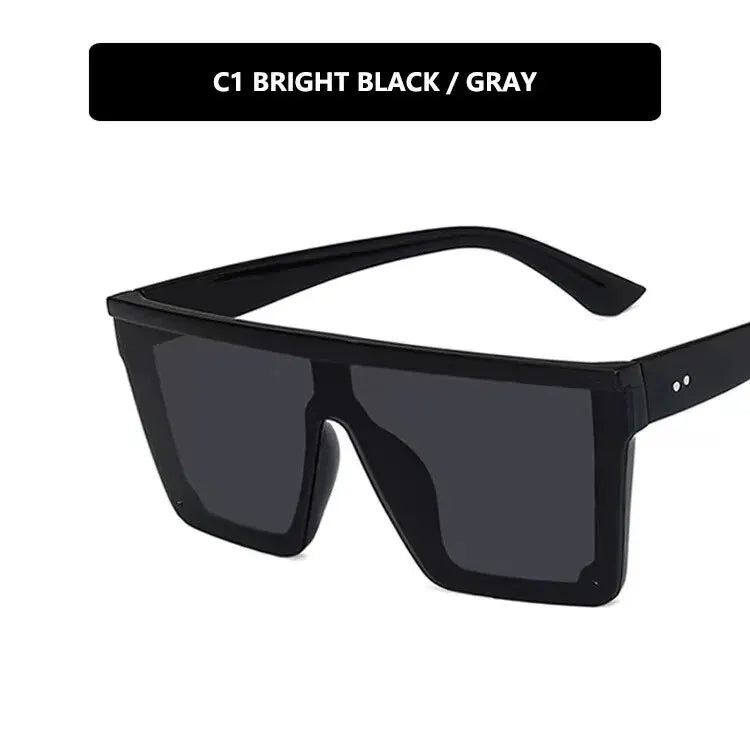 Nuevas gafas de sol de una pieza de montura grande, gafas de sol de montura cuadrada de moda europea y americana para mujer, gafas de colores