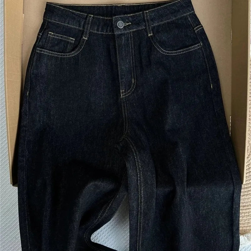 Women's Streetwear Jeans New Bottoms 2025 Women's High Waisted Vintage Straight Y2k Casual Chic Wide Leg Denim Pants