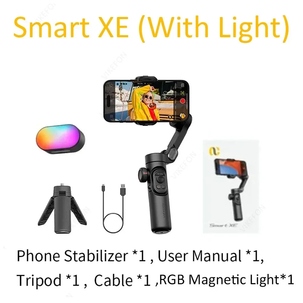 # XE 3-Axis Smartphone Gimbal Stabilizer, Foldable Handheld Gimbal with Focus Wheel for iOS Android iPhone 16-12 Vlog