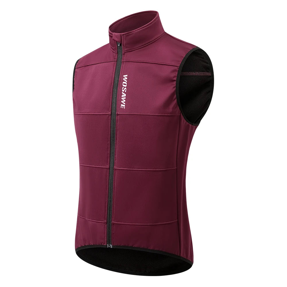 WOSAWE Chaleco térmico polar de invierno para hombre, chaqueta de ciclismo sin mangas, ropa de ciclismo para otoño, chaleco cálido sin bolsillos