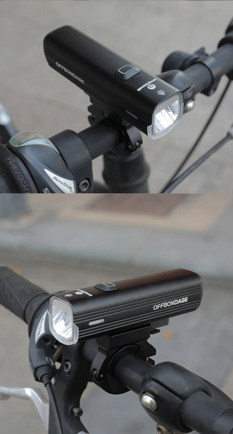OFFBONDAGE Vélo Lumière 1000Lumen Vélo Phare Banque de Puissance Lampe de Poche Guidon USB Charge VTT Route Point culminant