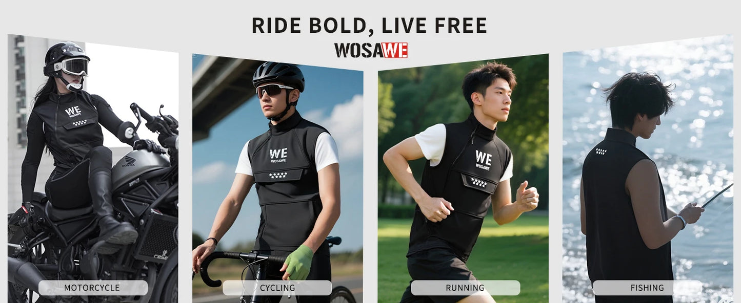 Gilet moto hiver réfléchissant chaud — hors route, plusieurs poches, vêtements de cyclisme