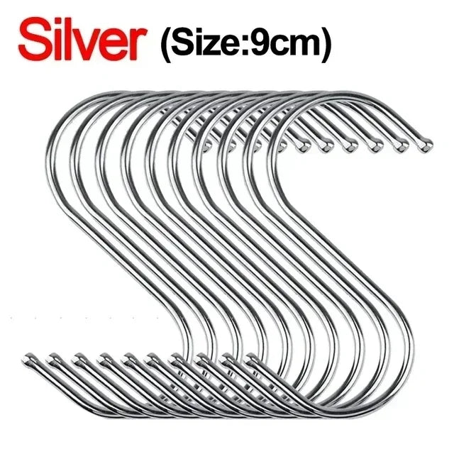 Ganchos en S de acero inoxidable con punta afilada, para utensilios, percha para ropa de carne, ganchos de suspensión de carnicero, tienda, herramientas de cocina para hornear