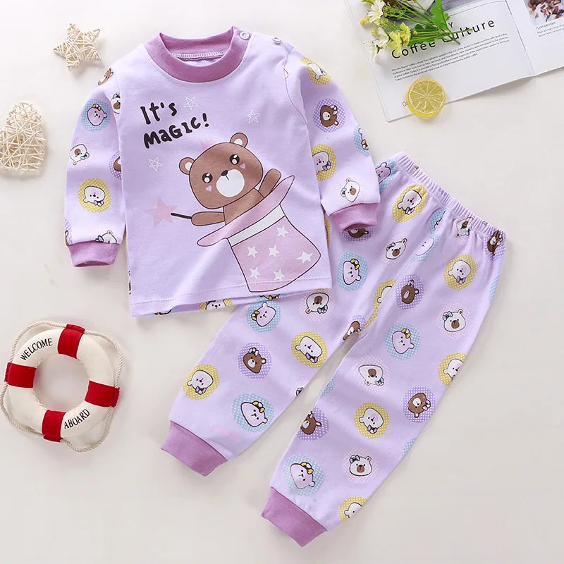 Ropa de casa de algodón para bebés, conjunto escolar infantil, pijama para niños y niñas, camiseta de manga larga + pantalón, nueva colección 2024