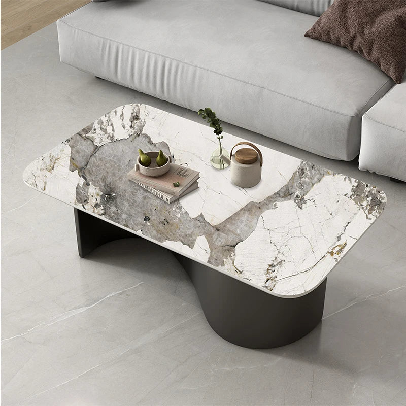 Mesa de centro ovalada rectangular Mesa de centro estética curvada de lujo italiana Mesa Glamour rústica Baja Muebles de salón