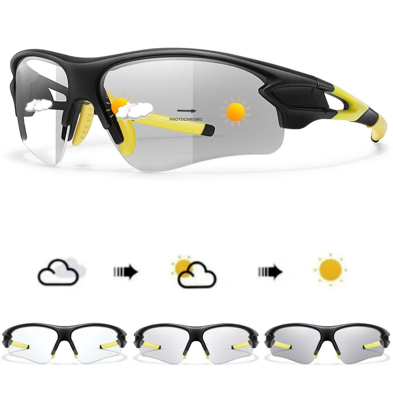 Lunettes de soleil photochromiques pour hommes et femmes, lunettes de sport de plein air, pêche, cyclisme, course à pied, conduite, marque de mode