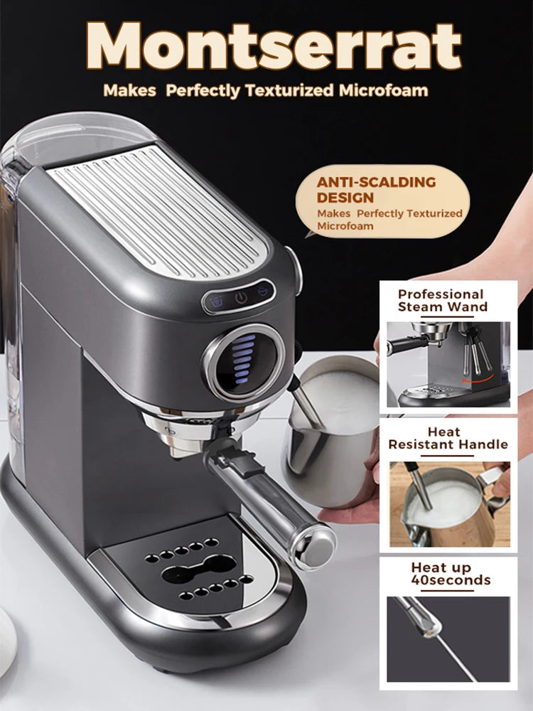 Cafelffe-Espresso Machine for Cappuccino, Semi-Automatic Stainless Steel Coffee Maker, ESE Pod, Powder Steam, Hot, Cold