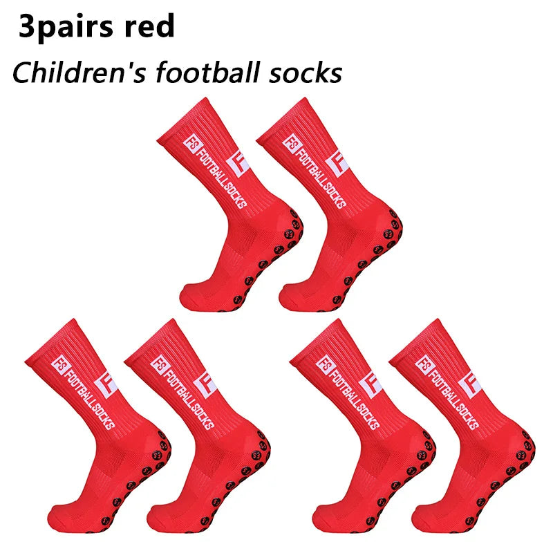 Chaussettes de Football Enfant Antidérapantes Silicone — Lot de 3 Paires, Jusqu’aux Genoux