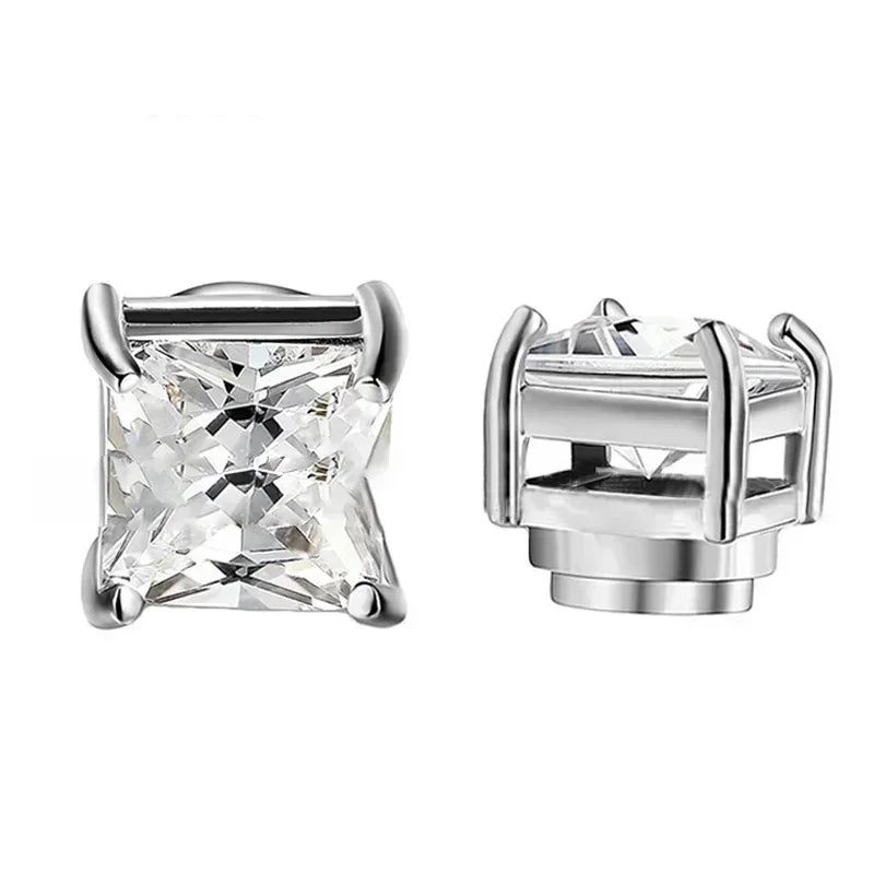 1 Pair Crystal Strong Magnetic Earrings for Men and Women, Punk Round Zircon Non-Pierced Stud Earrings, Jewelry