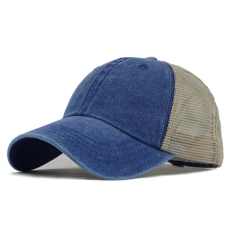 Casquette de pêche lavée en coton maille — hommes, femmes, snapback, baseball, papa, chapeau extérieur