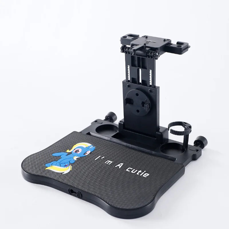 360 ° Table rotative pour plateau de voiture – Support de siège arrière en ABS, porte-ordinateur portable et porte-boissons pour les voyages sur route