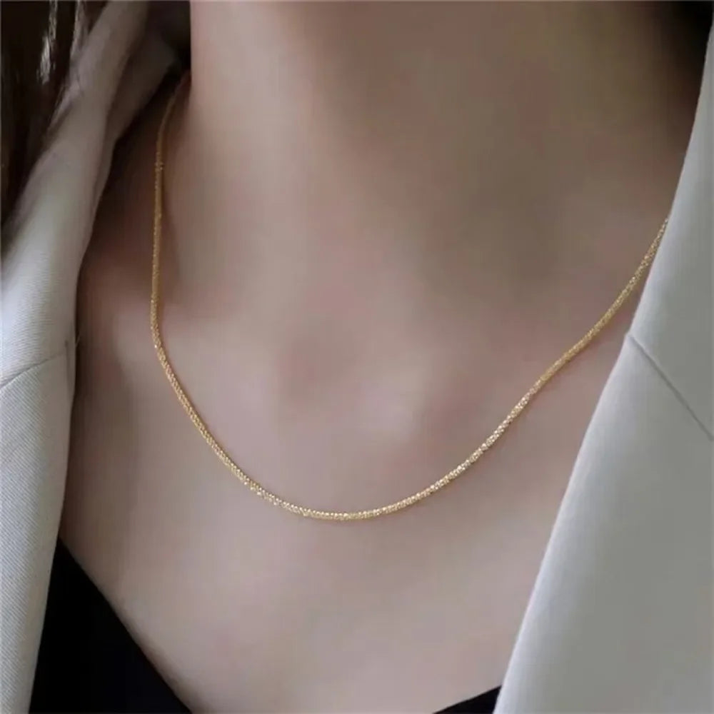 Gargantilla de cadena de clavícula brillante para mujer, color plata popular, joyería fina, regalo de fiesta de boda, nueva colección