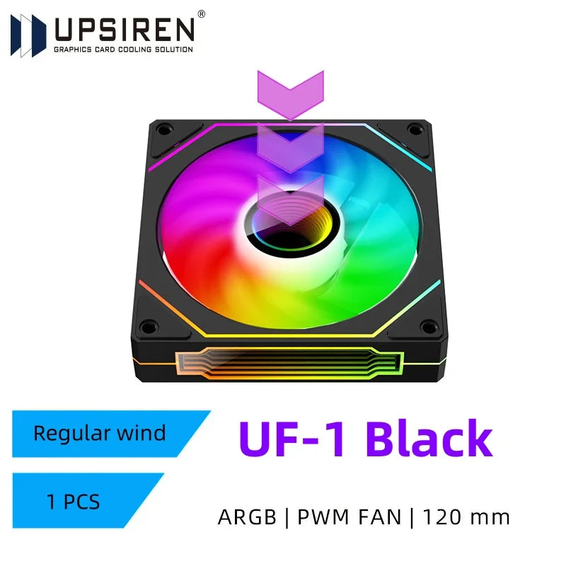 UPSIREN UF-1 PRISM 4 PRO ventilateur de châssis d'ordinateur 12 cm ARGB 4 broches PWM ventilateur de refroidissement silencieux 12 V grand Volume d'air 45.2CFM/600-1500 tr/min