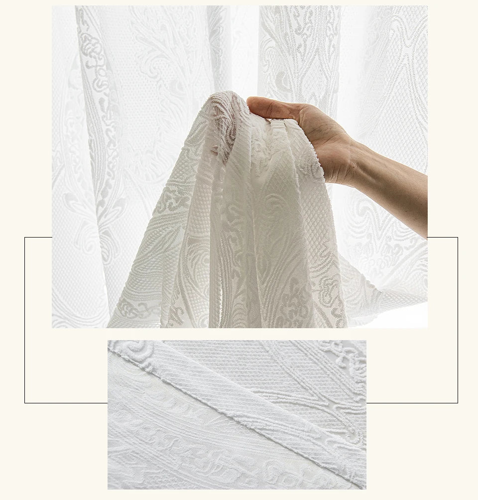 Cortinas francesas para sala de estar, cortina semitransparente sólida de lujo para balcón, visillo de tul personalizado para boda