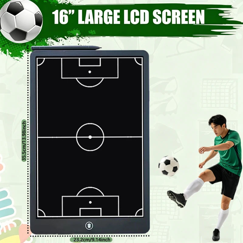 Tableau Tactique Football LCD Portable — 8,5 ou 16 Pouces, Stratégie Entraîneur & Cadeau Sport