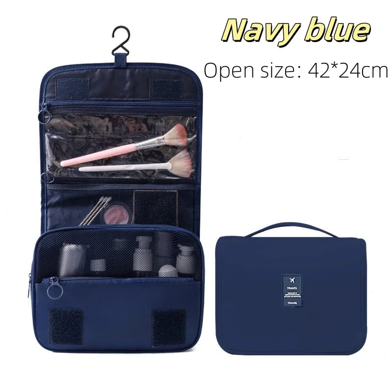 Bolsa de maquillaje de viaje de alta calidad, organizador de artículos de tocador impermeable para mujeres, neceser de baño, bolsa de aseo, bolsa de almacenamiento de maquillaje con gancho