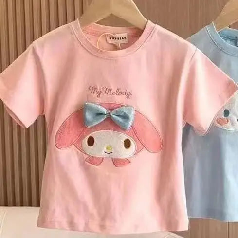 T-shirt fille dessin animé kawaii — été 2026, 90-140cm, cadeau enfant, mignon