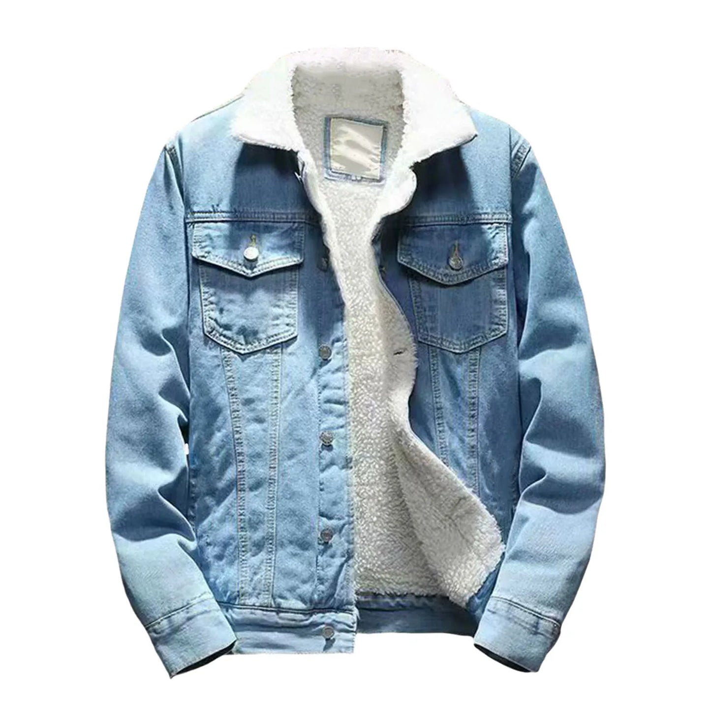 Otoño Hombres forro polar Chaquetas de mezclilla moda moto Vintage chaquetas vaqueras Hombres ajuste Delgado algodón casual negro azul abrigos