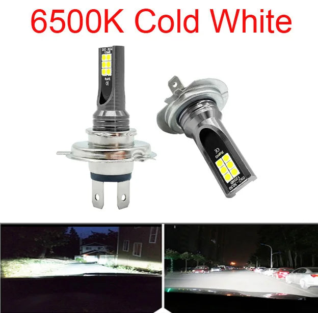 Ampoule LED super lumineuse pour voiture et moto — phares antibrouillard, H4, H7, H1, H3, H8, H9, H11, 12V/24V, 80W, 2 pièces