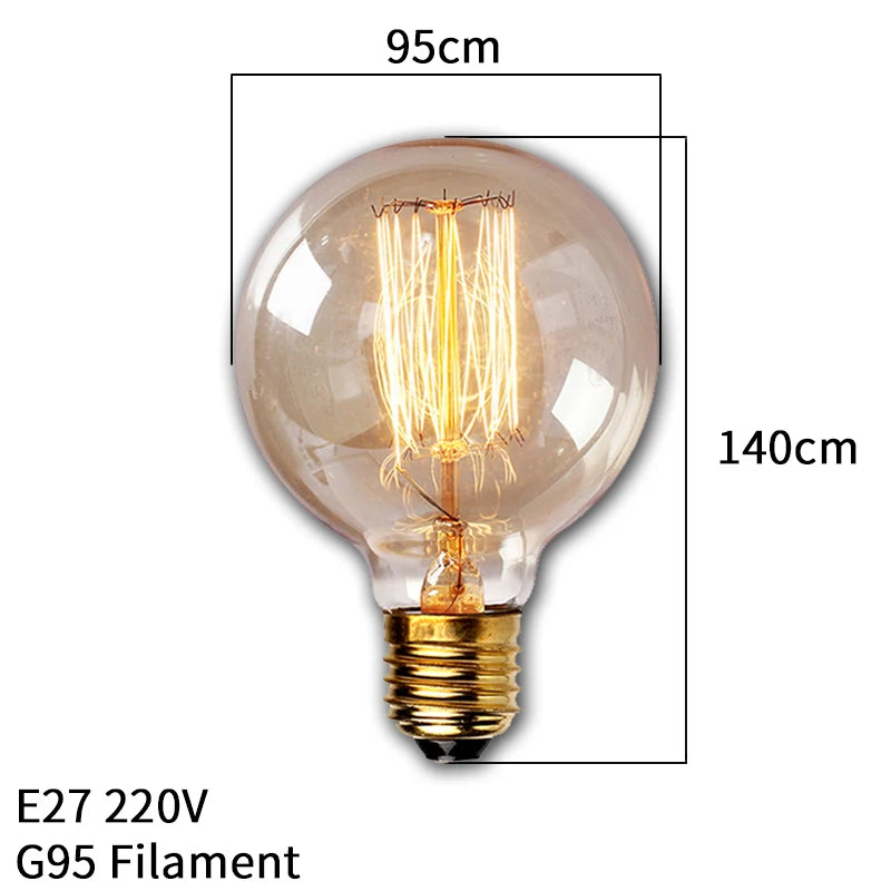 Bombilla retro Edison regulable E27 40W 110V 220V Lámpara incandescente de filamento vintage Bombilla decorativa