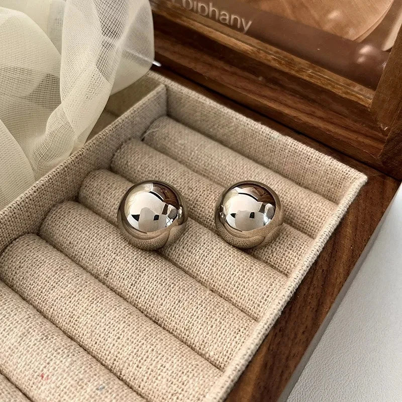 Boucles d'oreilles géométriques demi-métal, Style européen Punk, grande boule ronde, accessoires de fête pour femmes et filles
