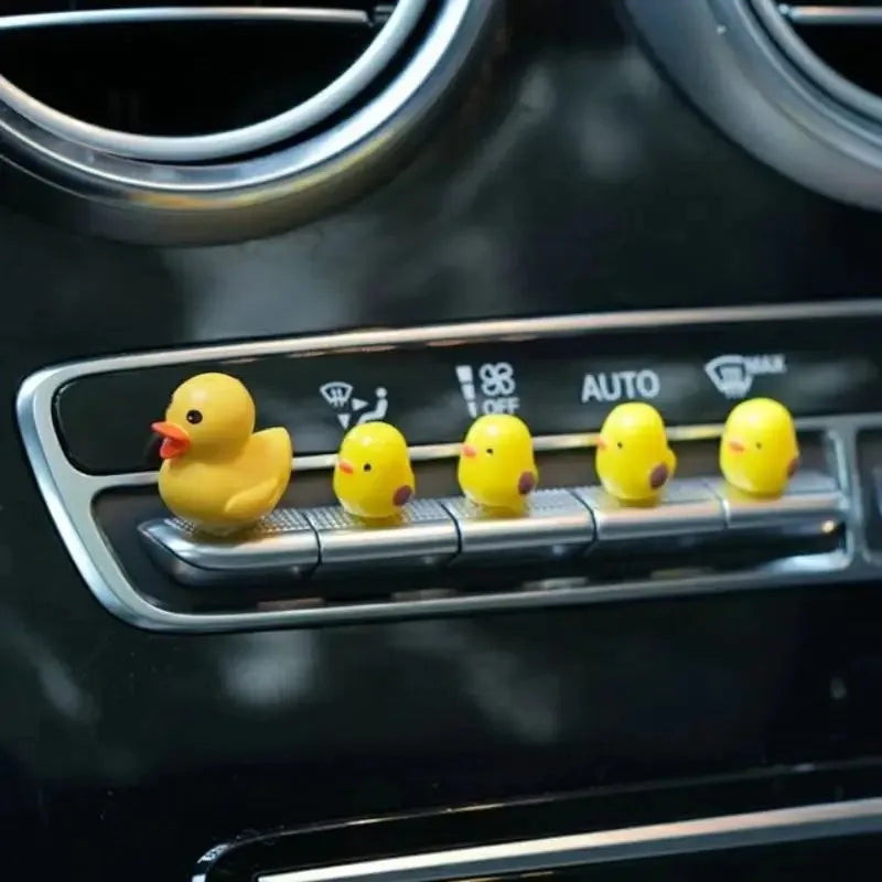Mini patos bonitos, 5 piezas, decoración interior de coche, espejo retrovisor automático, adornos de salpicadero para mujer y hombre, regalo, accesorios de coche