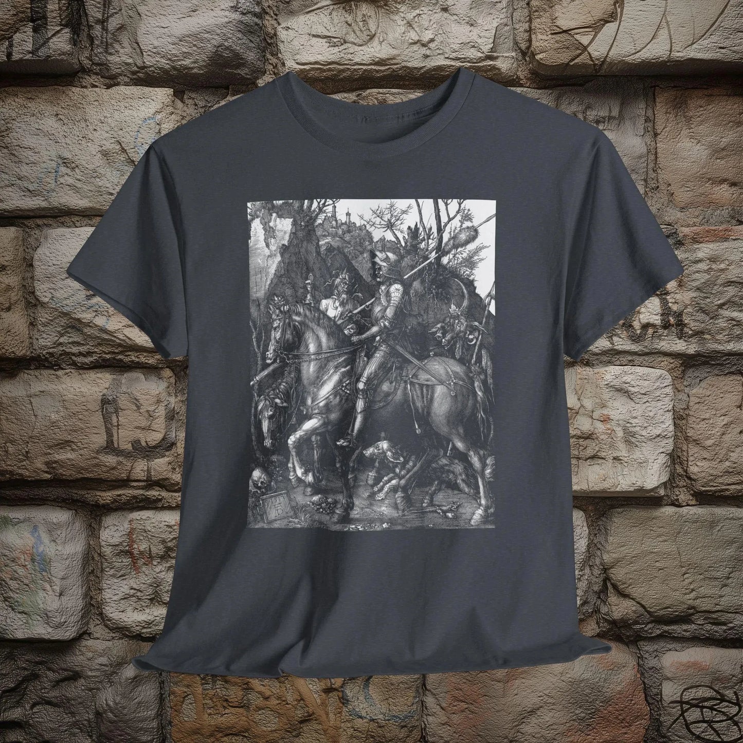 Camiseta unisex "Caballero, muerte y diablo" de Albrecht Durero, camisetas gráficas retro de Streetwear, cuello redondo, manga corta para hombre
