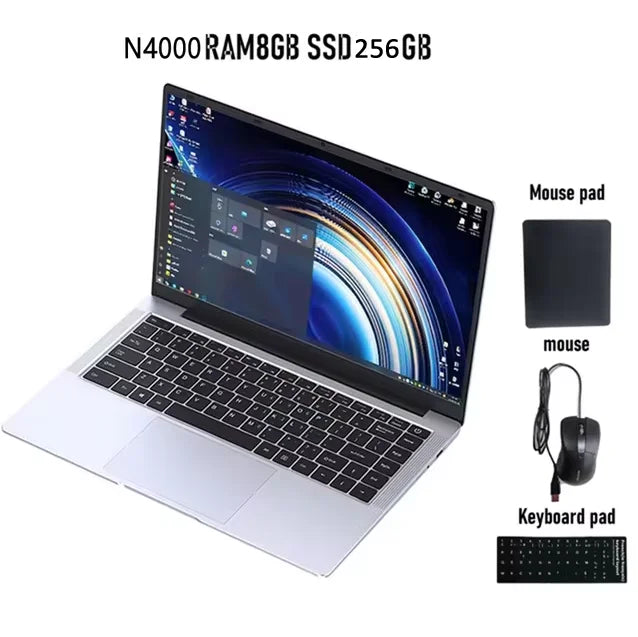 Ordinateur portable léger Windows 11 Pro — adultes, gaming, bureau, 8 Go RAM, 256 Go SSD, 14 pouces