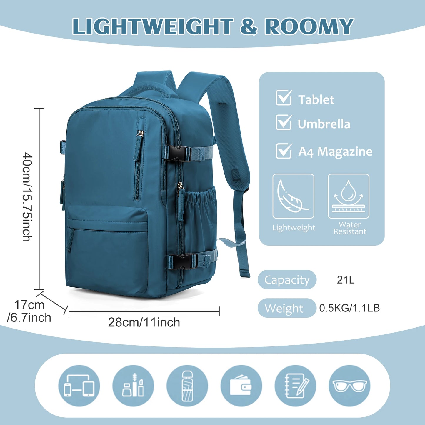 Mochila de viaje para avión de cabina 40x30x20, mochila de cabina para equipaje de mano Wizzair 40x30x20, bolsas de mano para portátil de 15.6 pulgadas para hombres y mujeres