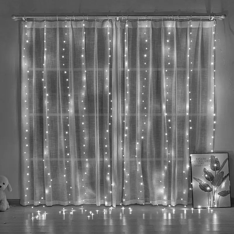 1 ud. USB 3x3/3*2/3*1 Cortina LED de luces de dormitorio, guirnalda de luces de Navidad, hada, festón, boda, hogar, decoración de dormitorio, iluminación