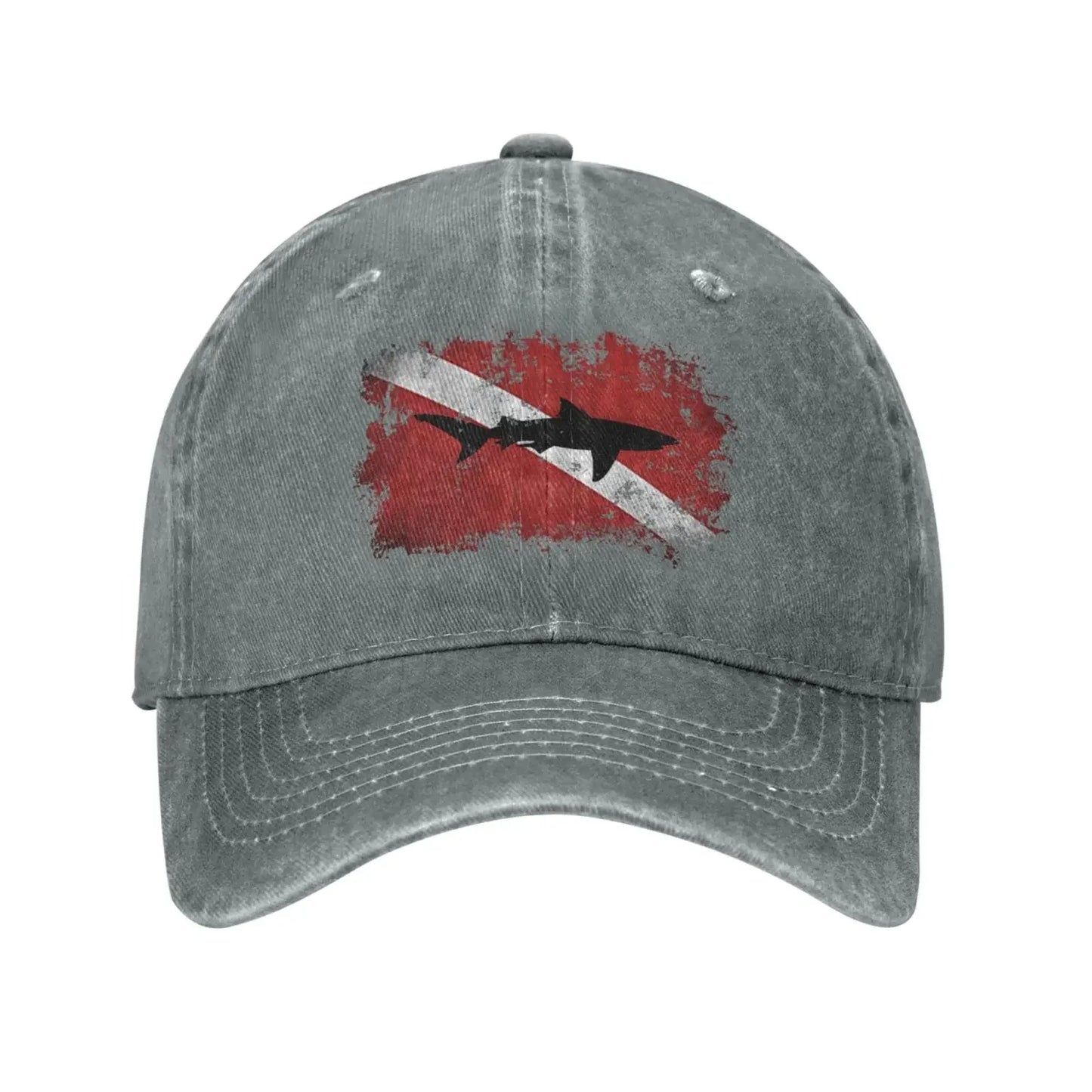 Unisex Retro Sport Denim Cap, Adjustable Snapback, Plain Baseball Cowboy Hat, Vintage Shark Diving Sensation