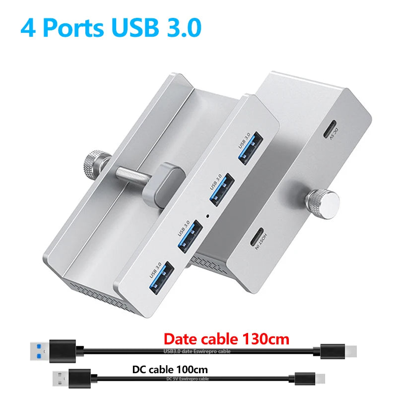 Abrazadera de concentrador USB de 10 Gbps, adaptador divisor USB3.2/3.0/2.0, estación de acoplamiento externa de múltiples clips para iMac Macbook Lenovo, accesorios para computadora de escritorio