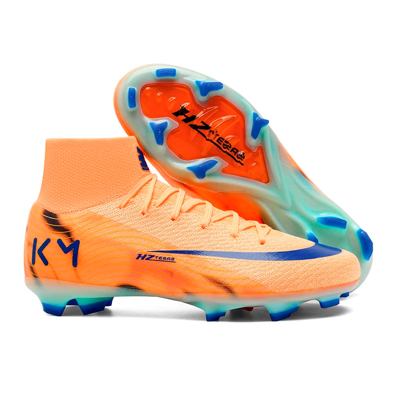 wrfskm Chaussures de Football FG Homme Cuir Verni Montantes Imperméables — Professionnel, Terrain Dur EU 31–48