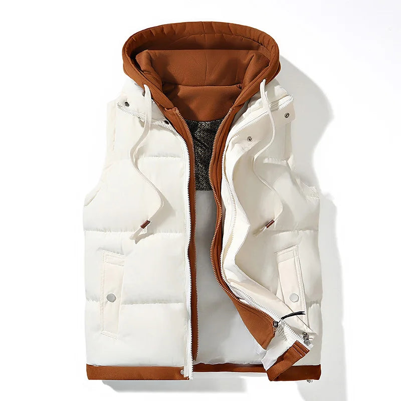 Chaqueta de invierno con capucha para hombre, abrigo de plumón de algodón, chaleco grueso, chaleco cálido, abrigo casual