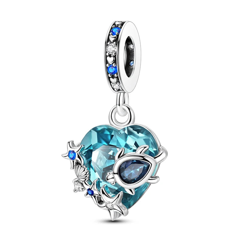 Dijes de plata de ley 925, colgantes de cuentas, árbol de la vida, tortuga, amor, piedras preciosas, girasol, para mujer, pulsera, joyería de regalo, nueva colección