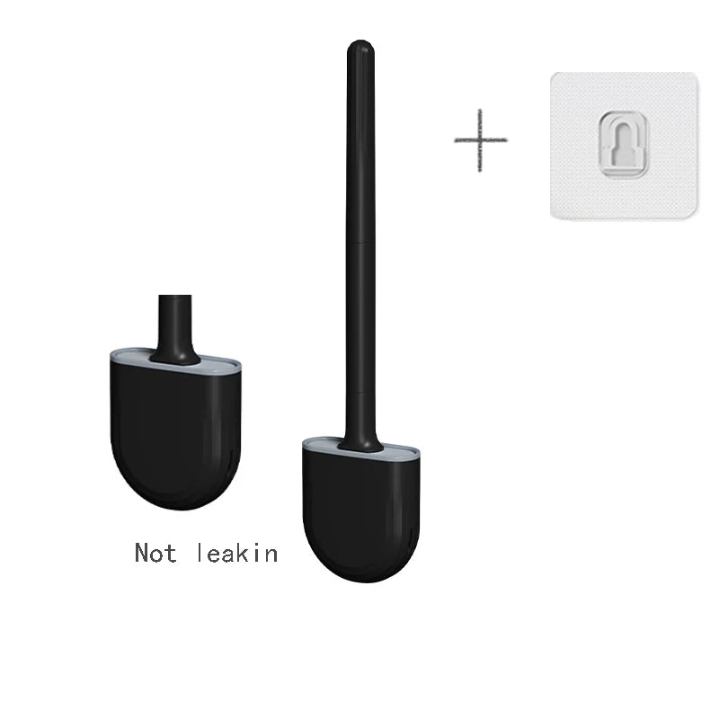 Brosse de toilette murale avec support, brosse de toilette en silicone à long manche, poils souples, accessoires pour livres et WC