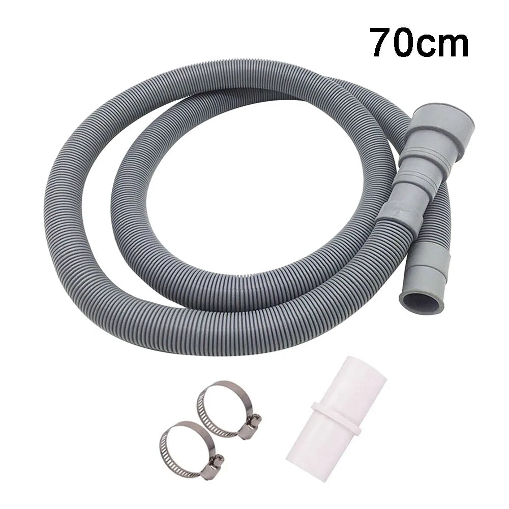 Washing Machine and Dishwasher Drain Hose, 70/150/200cm, Extension Hose with Clamps, Washing Machine Accessory Kit