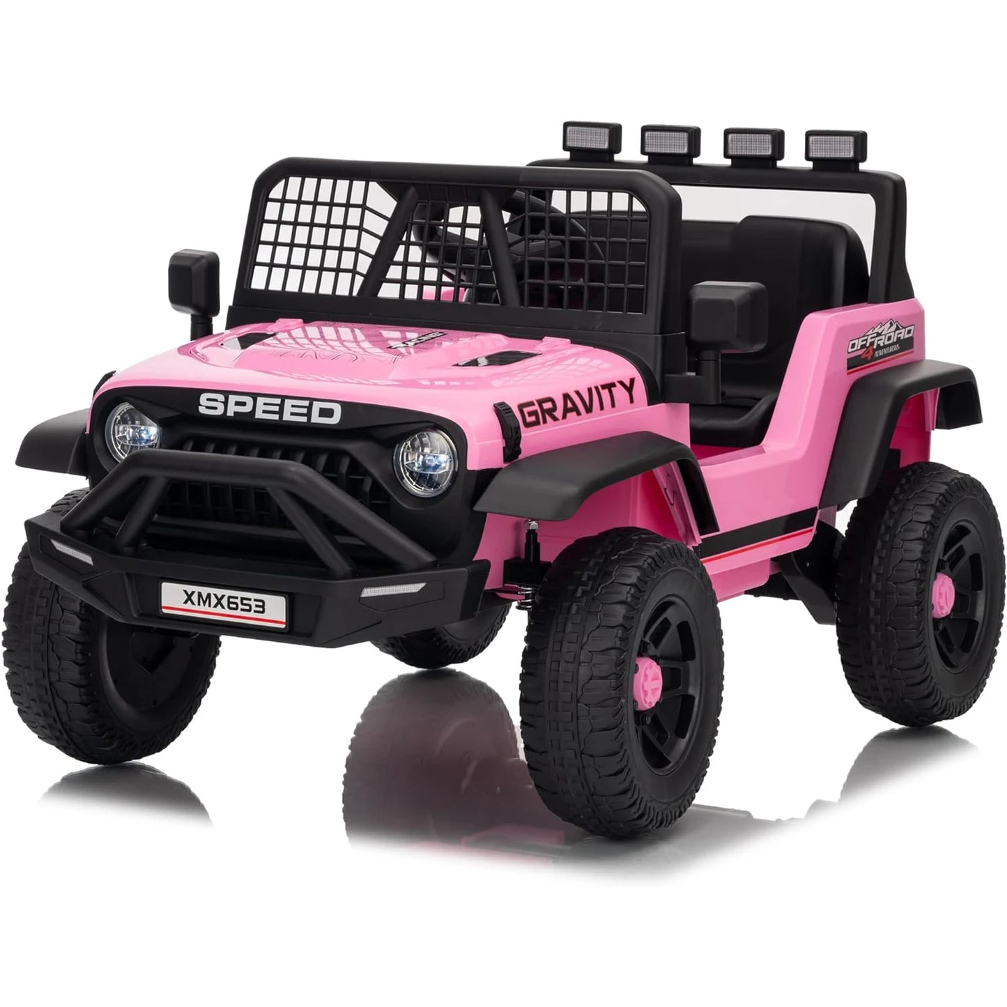 Coche camión para niños de 12V con control remoto parental, 3 velocidades, freno de emergencia, luces LED, música y bocina, vehículos eléctricos para niños