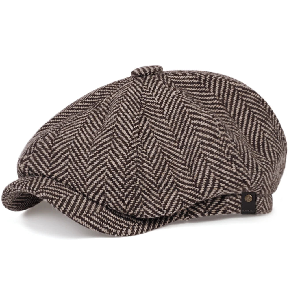 Mode laine gavroche casquettes hommes chevrons casquettes plates femmes hommes peintre britannique chapeaux doux automne hiver casquettes chapeaux casquette