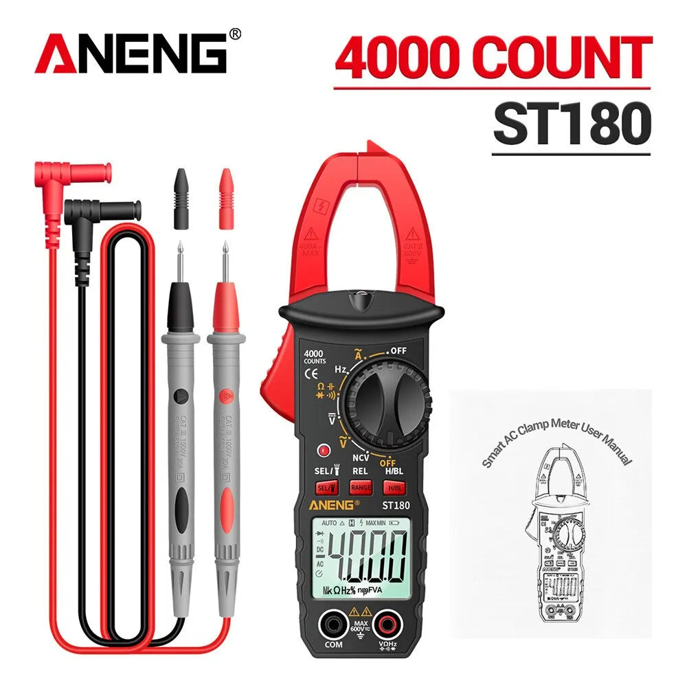 Pince ampéremétrique numérique AC — 4000 points, multimètre, tension, Hz, capacité, NCV, outil auto