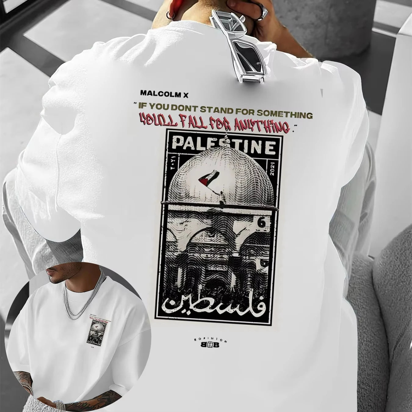 T-shirt en coton pour homme motif été 2026 — décontracté, Y2K, col rond