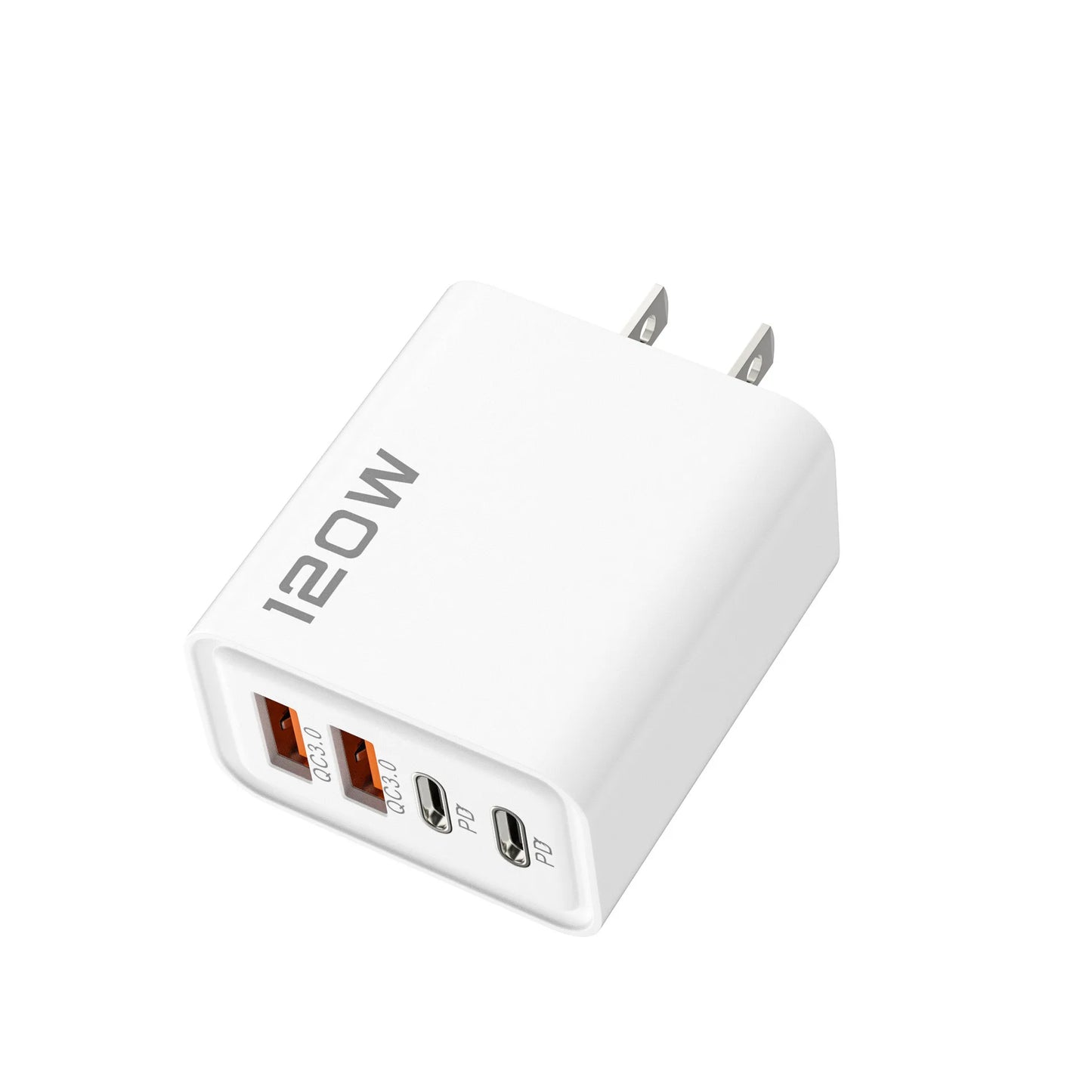 Cargador rápido USB de 120W en total, 4 puertos PD, carga rápida USB 3.0, tipo C, enchufe universal de pared para UE, EE. UU., Reino Unido, adaptador de carga USB C.