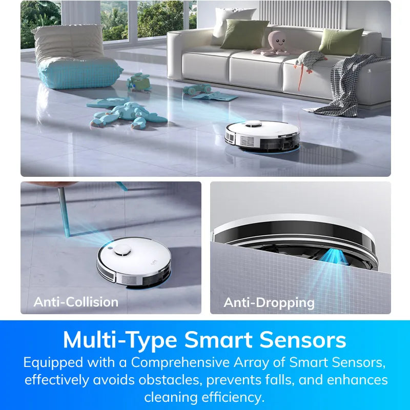 Robot aspirateur 5000 Pa — auto-vidange 60 jours, application, télécommande, 180 min