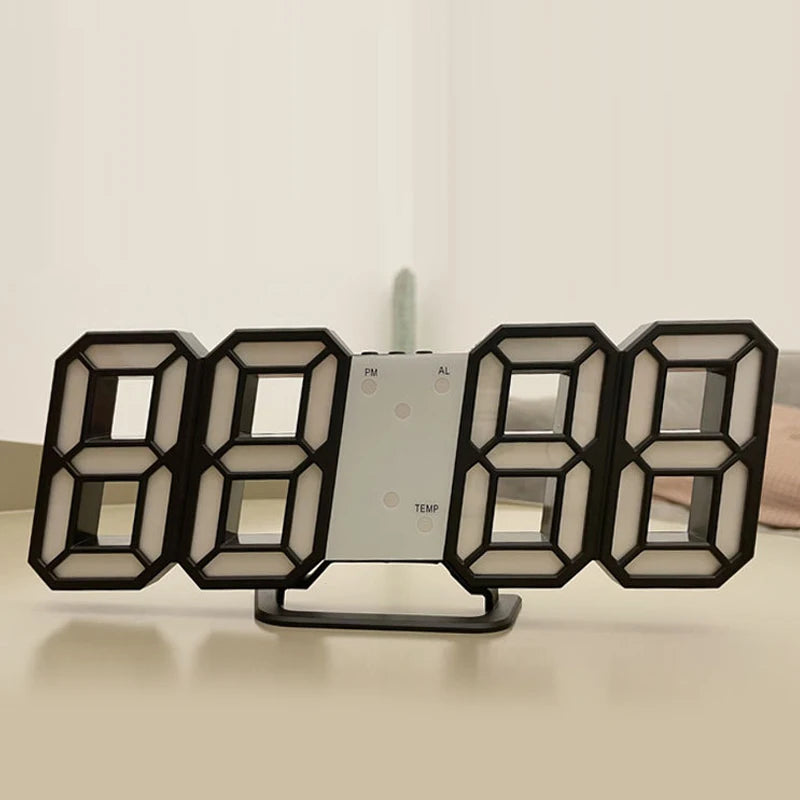 Horloge murale numérique LED 3D lumineuse avec prise USB – Décoration créative pour la maison