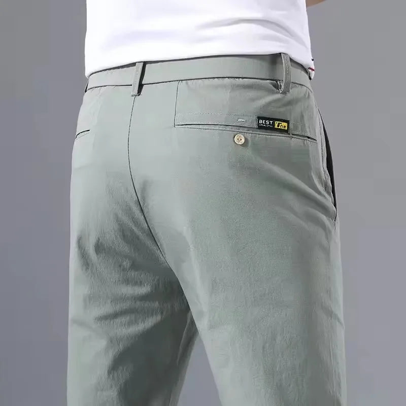 2025 Spring Autumn Slim Fit Men's Casual Pants Classic Business Cotton Stretch Golf Trousers Korean Fashion Male Clothing Pants
