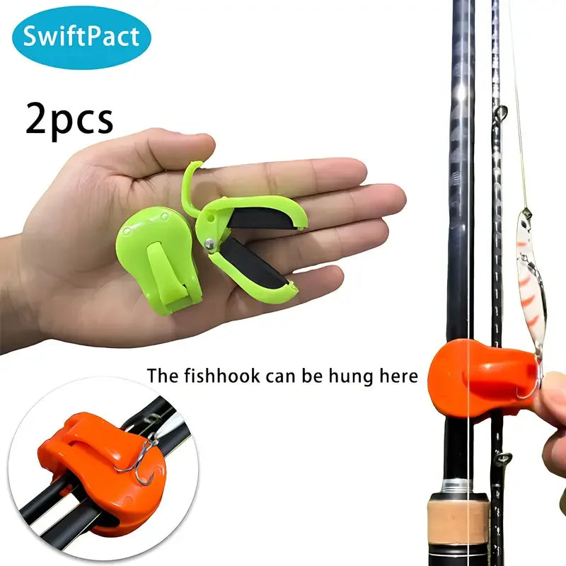 Clip de canne à pêche à fixation rapide, 2 pièces, support à 1 main sans outil pour tiges d'eau douce en 2 pièces, organisateur de matériel à prise sécurisée