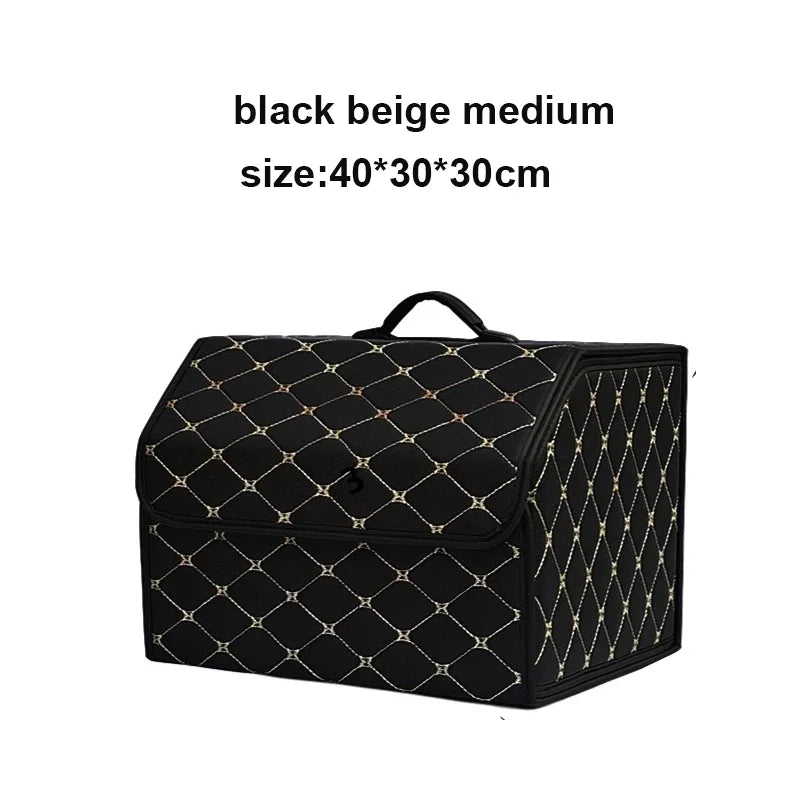 Car Trunk Storage Box, Large Capacity Automotive Multi-purpose Tools Storage Bag, Organizer, Foldable Leather for Emergency